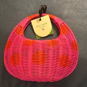 Kate Spade x Target Pink and Red Polka Dot Wicker Bag